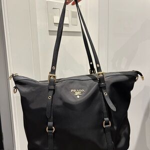 Prada Black Tote Bag with Gold Accents
